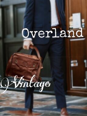 Vintage OVERLAND Brown Leather Men's BRIEFCASE LAPTOP Bag. Many compartments!